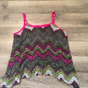 Multicolored tank top with crossed back